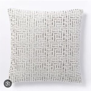 2 West Elm Crosshatch Jacquard Velvet Pillow Covers, 20”x20” – Gray/Silver